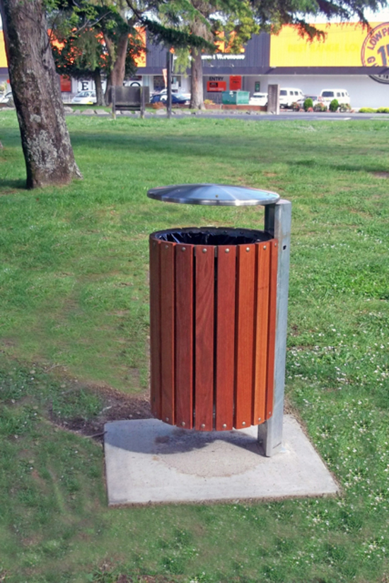 Metal Art Lower Hutt rubbish litter bins Paramount Tilt Bin
